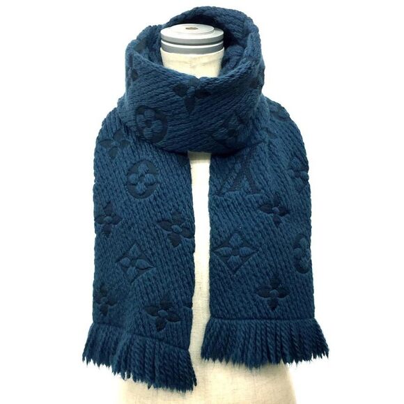 LOUIS VUITTON Navy Monogram Scarf - Picture 1 of 3